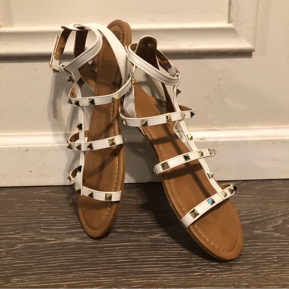 White Gladiator Sandals - Picture 2 of 5